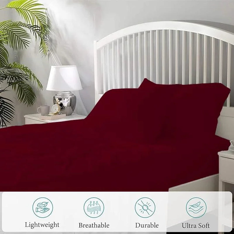 Juego De Sábanas De 800 Hilos 100% Algodón Egipcio, Juego De 4 Pzas, Tejido De Satén, Ropa De Cama De Lujo Suave, Se Ajusta a Bolsillos De Hasta 15" Pulgadas De Profundidad (Burdeos Sólido, Tamaño Full)