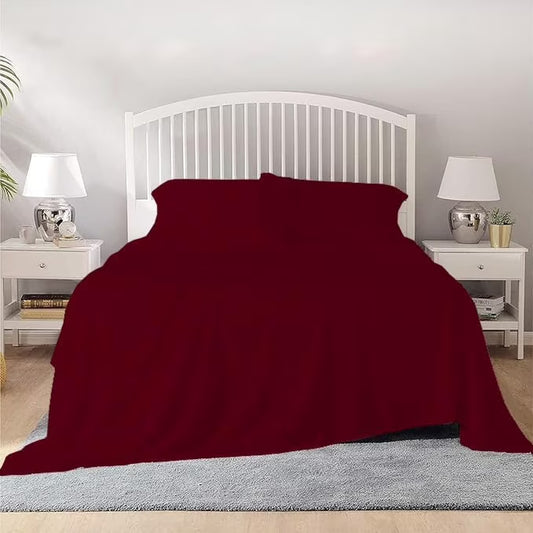 Juego De Sábanas De 800 Hilos 100% Algodón Egipcio, Juego De 4 Pzas, Tejido De Satén, Ropa De Cama De Lujo Suave, Se Ajusta a Bolsillos De Hasta 15" Pulgadas De Profundidad (Burdeos Sólido, Tamaño Full)