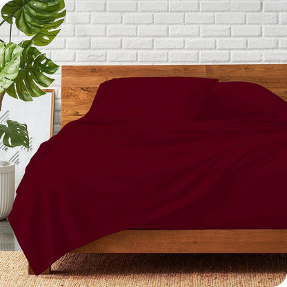 Juego De Sábanas De 800 Hilos 100% Algodón Egipcio, Juego De 4 Pzas, Tejido De Satén, Ropa De Cama De Lujo Suave, Se Ajusta a Bolsillos De Hasta 15" Pulgadas De Profundidad (Burdeos Sólido, Tamaño Full)
